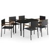 vidaXL 7 Piece Garden Dining Set Black