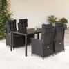 vidaXL 5 Piece Garden Dining Set with Cushions Black Poly Rattan
