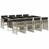 vidaXL 9 Piece Garden Dining Set with Cushions Light Grey Poly Rattan