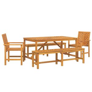 vidaXL Garden Dining Set 5 pcs Brown 150 x 90 x 74 cm