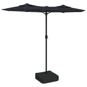 vidaXL Double-Head Garden Parasol with LEDs Black 316x145 cm