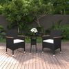 vidaXL 3 Piece Garden Dining Set Poly Rattan Black