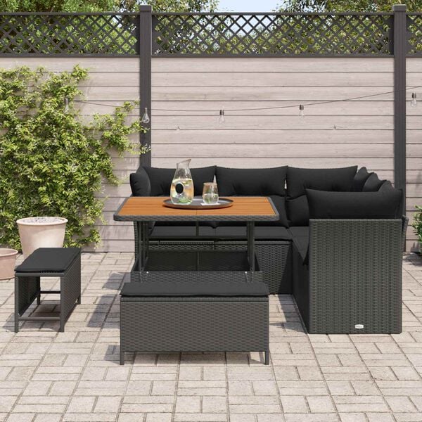 vidaXL Garden Sofa Set 8 pcs Black Poly rattan and powder-coated steel