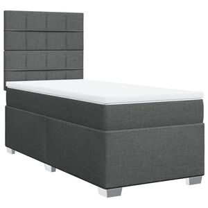 vidaXL Box Spring Bed with Mattress Dark Grey King Single Fabric