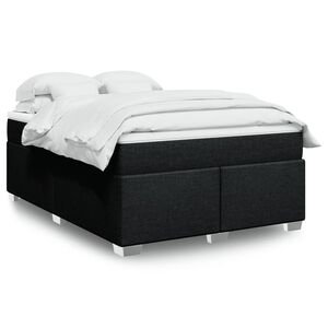 vidaXL Box Spring Bed with Mattress Dark Grey Queen Fabric