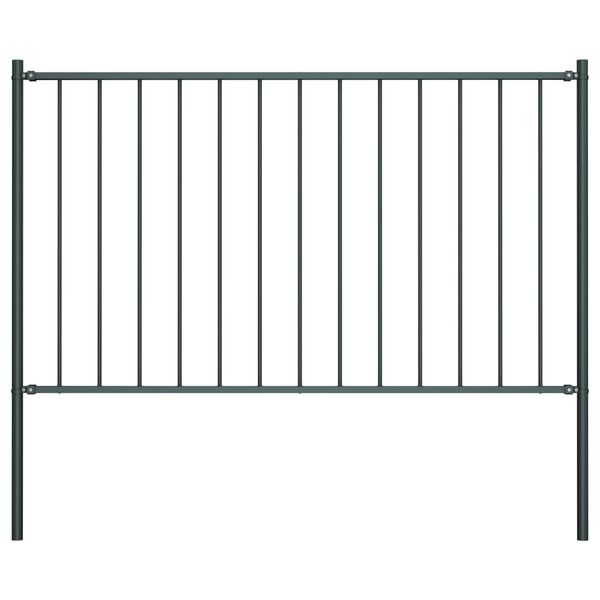 vidaXL Fence Panel with Posts Powder-coated Steel 1.81x1 m Anthracite