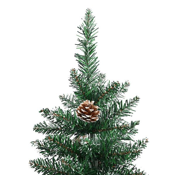 vidaXL Slim Christmas Tree with Real Wood and White Snow Green 150 cm