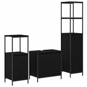 vidaXL Bathroom Furniture Set 3 pcs Black Oak 36 x 35 x 165 cm