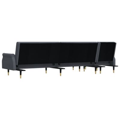vidaXL L-shaped Sofa Bed Dark Grey 271x140x70 cm Velvet