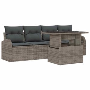 vidaXL Garden Sofa Set with Cushion Manual 5 pcs Grey Poly Rattan