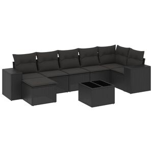 vidaXL 8 Piece Garden Sofa Set with Cushions Black Poly Rattan