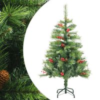 vidaXL Artificial Hinged Christmas Tree with Cones and Berries 120 cm