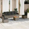 vidaXL 7 Piece Garden Sofa Set with Cushions Grey Poly Rattan