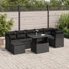 vidaXL 8 Piece Garden Sofa Set with Cushions Black Poly Rattan