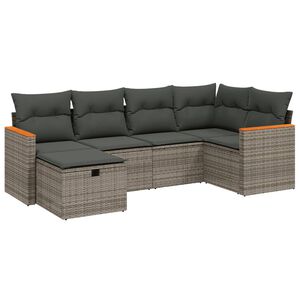 vidaXL 6 Piece Garden Sofa Set with Cushions Grey Poly Rattan