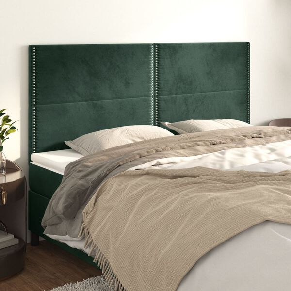 vidaXL Headboard Dark Green 160x5x118/128 cm Velvet