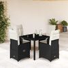 vidaXL 5 Piece Garden Bistro Set with Cushions Black Poly Rattan