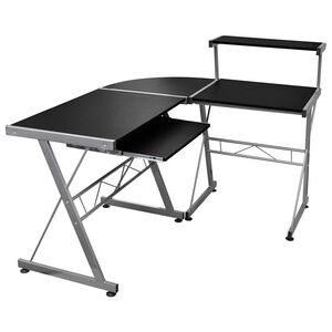 vidaXL Corner Computer Desk Black 132x112x99 cm Engineered Wood