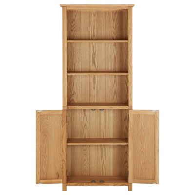 vidaXL Bookcase with 2 Doors 70x30x180 cm Solid Oak Wood