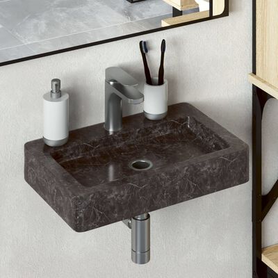 vidaXL Sink Black 38x24x6.5 cm Marble