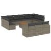 vidaXL 14 Piece Garden Sofa Set with Cushions Grey Poly Rattan