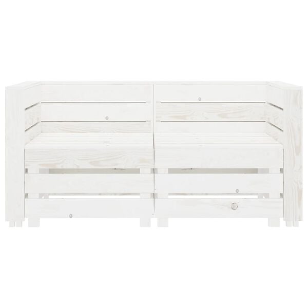 vidaXL Garden 2-Seater Pallet Sofa Solid Pinewood White