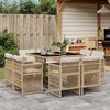 vidaXL 9 Piece Garden Dining Set with Cushions Beige Poly Rattan