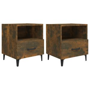 vidaXL Bedside Cabinet | Set of 2 | Smoked Oak | Engineered wood, Metal