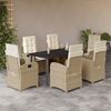 vidaXL 7 Piece Garden Dining Set with Cushions Beige Poly Rattan
