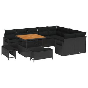 vidaXL Garden Sofa Set 12 pcs 11-Seater Black