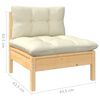 vidaXL 12 Piece Garden Lounge Set with Cream Cushions Solid Pinewood