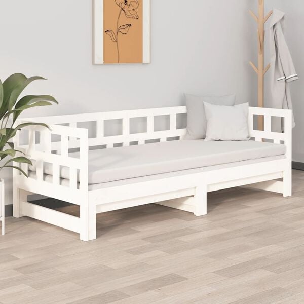 vidaXL Pull-out Day Bed without Mattress White 2x(90x190) cm
