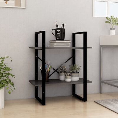 vidaXL 2-Tier Book Cabinet Grey 60x30x70 cm Solid Pine Wood
