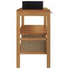 vidaXL Bathroom Vanity Cabinet Solid Teak with Sinks Marble Black