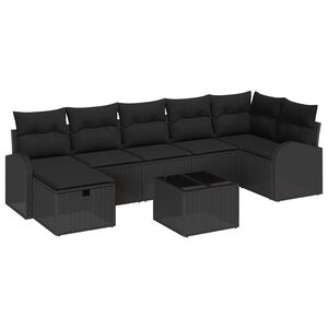 vidaXL Sofa Set with Cushion with Storage 8 pcs Black Poly Rattan