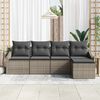 vidaXL Sofa Set with Cushion 5 pcs Grey Poly Rattan