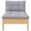 vidaXL 3 Piece Garden Lounge Set with Grey Cushions Solid Pinewood