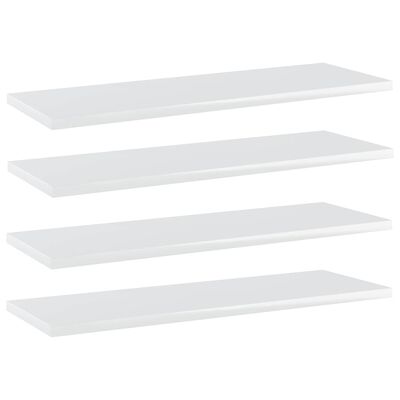vidaXL Bookshelf Boards 4 pcs High Gloss White 60x20x1.5 cm Engineered Wood