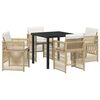 vidaXL Garden Dining Set 5 pcs Beige Powder-Coated Steel