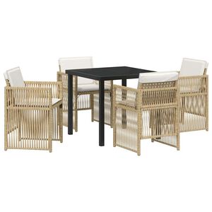 vidaXL Garden Dining Set 5 pcs Beige Powder-Coated Steel