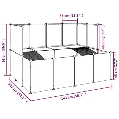 vidaXL Small Animal Cage Transparent 143x107x93 cm PP and Steel