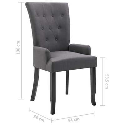 vidaXL Dining Chairs with Armrests 2 pcs Dark Grey Fabric
