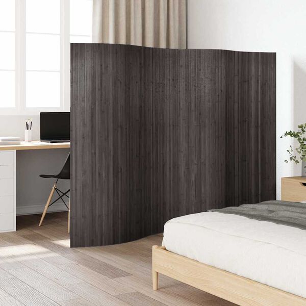 vidaXL Room Divider Bamboo Grey Width 250 cm Height 165 cm