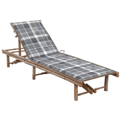 vidaXL Garden Sun Lounger with Cushion Bamboo