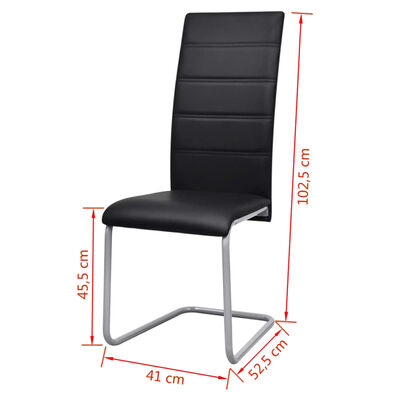 vidaXL Cantilever Dining Chairs 6 pcs Black Faux Leather