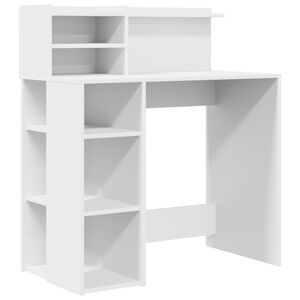 vidaXL Desk with Shelf White 90 x 48 x 101.5 cm Engineered Wood