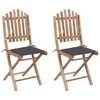 vidaXL Folding Chairs 2 pcs with Cushions Bamboo