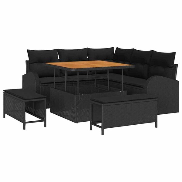 vidaXL Garden Sofa Set with Cushion with Storage 8 pcs Black