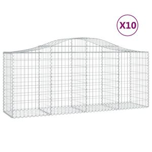 vidaXL Arched Gabion Baskets 10 pcs 200x50x80/100 cm Galvanised Iron