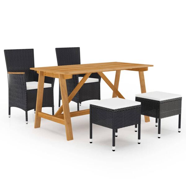 vidaXL 5 Piece Garden Dining Set Black